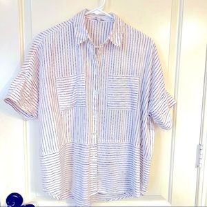 Madewell Flannel White Black Buttondown Shirt - Small